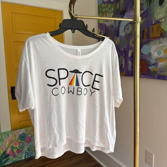 Bella + Canvas Space Cowboy Cropped White Tee L - Picture 8 of 8
